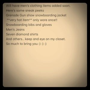 Men’s items coming soon!!!